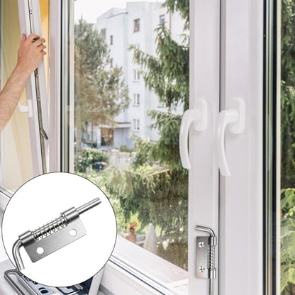 4 Pcs Stainless Steel Flat Pin Hinge Spring Latch, Heavy Duty Sliding Door Lock, Spring Loaded Latch Pin, Movable Spring-Bolt Hinge, Barrel Bolt Latches for Door, Cabinets, Trailer, Chests