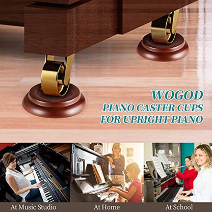 Piano Caster Cups - Upright Piano Wheel Floor Protectors Piano Coasters .Set of 4 - color: Brown