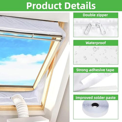 Portable Air Conditioner Window Seal Kit, Waterproof Window Seal with Zip Fits All Mobile Air Conditioners No Drilling Required, Easy to Install