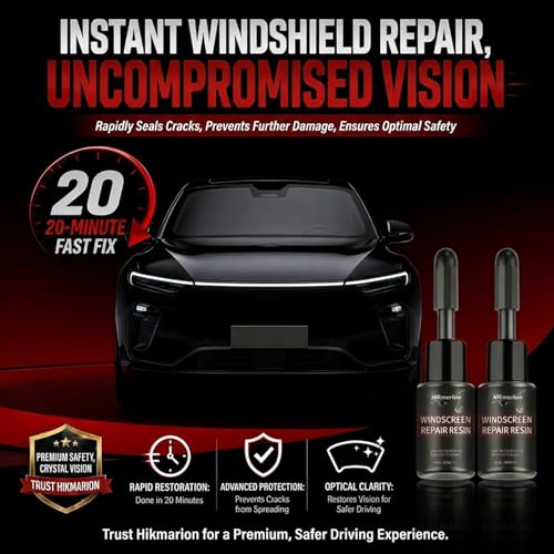 Fvquhvo Windshield Repair Kit, Nano Glass Repair Liquid for Car Window Cracks, Windshield Chip Repair Kit, Bullseye and Star-Shaped Cracks, DIY Auto Glass Restoration Tool with UV Curing Resin
