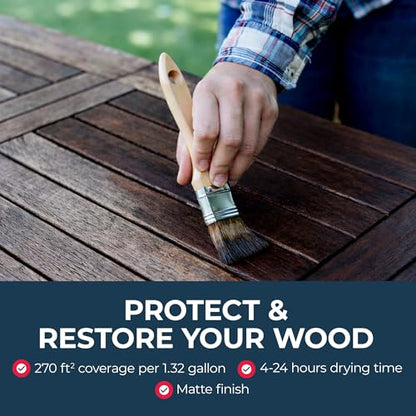 Owatrol Aquadecks Wood Stain and Sealer 85 Oz – Teak - Deck Stain and Sealer Waterproof, Outdoor & Exterior Wood Stain and Sealer in One – Water-Based Penetrating Matte Finish - color: Teak