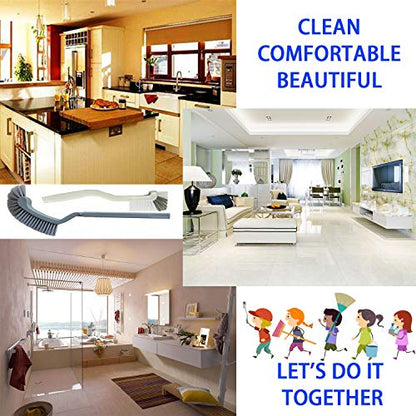 Bathroom Brushes Kitchen Cleaning Brush Set Toilet Bowl Brush Scrub Brush Home Cleaner Floor Stiff Bristles with Adhesive Hooks Plastic Handle Durable 13.5-Inch Deep Cleaning - color: White