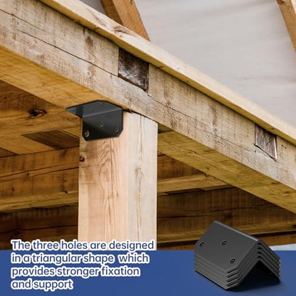 Yuleimy 4 Inch Wide L Brackets Corner Mount, 90° Angle Iron with Holes, 2x4 Galvanized Corner Brace, Gusset Angle Bracket for Wood Fence, Deck Post, Shelves, Beams, Beds, Black (4 PCS) - size: 4PCS Black