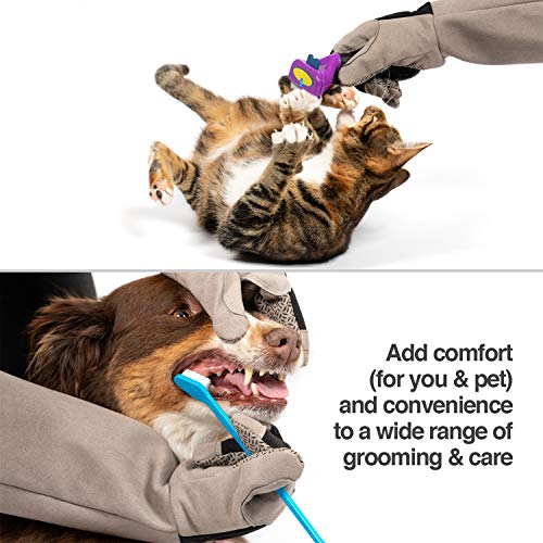 PetFusion Multipurpose Pet Glove for Grooming, Trips to Vet, Handling. [Puncture & Scratch Resistant, Water Resistant]. 12 Month Warranty for Manufacturer Defects Grey - size: Small