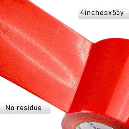 COSIMIXO 1-Pack Red Heavy Duty Wide Duct Tape, 4 inches x 55 Yards, Strong, Flexible, No Residue, All-Weather and Tear by Hand - Bulk Value for Repairs, Industrial, Professional Use - color: RED, size: 4INCH X 55YDS