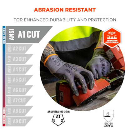 Ergodyne ProFlex 7000 Nitrile Coated Work Gloves, Foam Nitrile Palms for Flexible No Slip Grip, Abrasion Resistant, 15g, Touchscreen Capable,Gray, Gray, Extra Small - size: Small