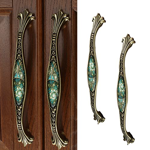 7-3/5" Zinc Alloy Cabinet Pulls Furniture KnobsStarry Pattern Cupboard Handle Drawer Pulls Solid Metal Kitchen Hardware Handles for Cabinet Drawer Wardrobe (2pcs/Set) - color: Starry, size: 7-3/5 inch