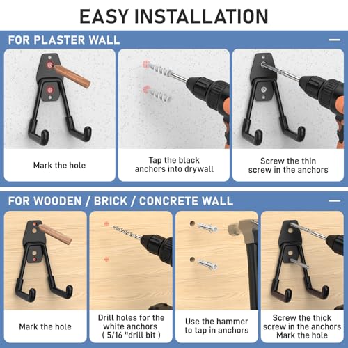 Garage Hooks with Anti-Slip Coating,Heavy Duty Wall Mount Storage Hooks for Hanging Bike,Hose,Ladder,Yard,Garden Tools (30 Pack Black) - color: 30 Pack Black
