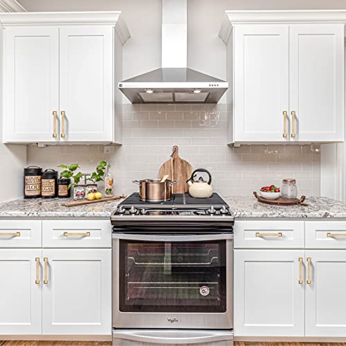 9BUILD Kitchen Cabinet Hardware - 3.75 Inch Brass Cabinet Pulls, 10 Pack, Gold Cabinet Knobs, Cupboard Handles - color: Brushed Brass, size: 3.75"/96MM Hole Center, style: 10 Pack