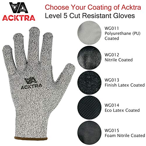 ACKTRA Level 5 Cut Resistant Safety WORK GLOVES, 12 pairs - size: Medium (Pack of 12), style: Latex Coating