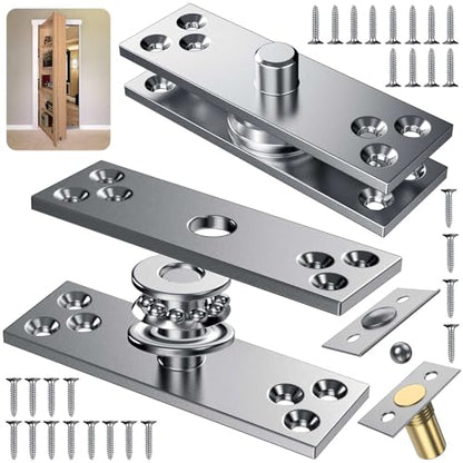Heavy Duty Hidden Pivot Hinges 300LB Stainless Steel for Murphy Door Bookshelf Secret Room Invisible Door Hardware Kit (Center Mount,1 Set) - color: Center Mount 300 lbs 1 set