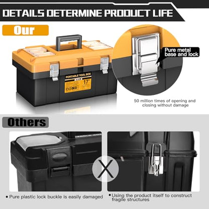 Tool Box | 4 In 1 Toolbox Set | 8 Removable Tool Box Organizers | 15”+17”+19”+21” | Lockable Portable Tool Boxes | Mini/Small/Large Toolboxes | Garage Storage Tools | Home/Professional | Hand/Power