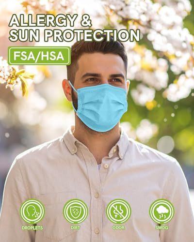 FriCARE Face Masks Disposable for Adults, 4 Ply ASTM Level 3, Individually Wrapped Mask for Allergy Protection, 100 Pack, Ocean Sunset - color: Ocean Sunset