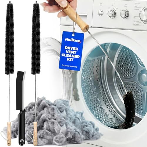 Holikme Dryer Vent Cleaner Kit, 3 Pieces Dryer Lint Brush- Household Supplies 304 Stainless Steel Cleaning Brush Home Essentials Crevice Brush for Lint Trap - size: 2pack