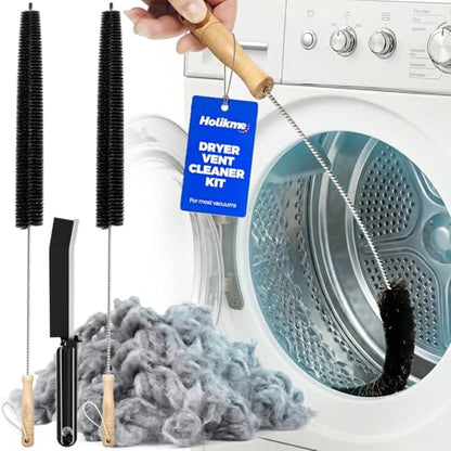 Holikme Dryer Vent Cleaner Kit, 3 Pieces Dryer Lint Brush- Household Supplies 304 Stainless Steel Cleaning Brush Home Essentials Crevice Brush for Lint Trap - size: 2pack
