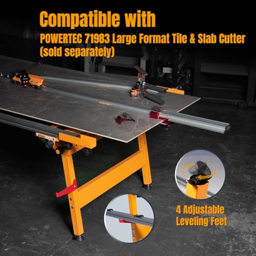 POWERTEC PRO Large Format Tile & Slab Work Table – Heavy Duty, Foldable, 1,100 lbs Capacity, Adjustable Leveling Feet, Steady, Flat Base for Handling and Scoring Large Tile, 71" x 41" (71984) - style: Large Format Tile Table