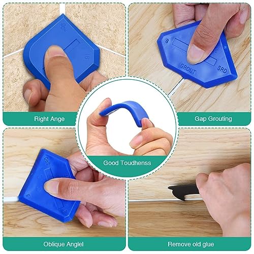 Tyenaza 5 in 1 Caulking Tool Set, Multifunctional Shovel Angle Scraper Silicone Sealant Finishing Tool