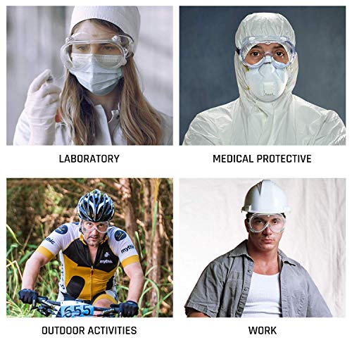 Safety Goggles Medical Goggles Fit Over Eyeglasses Anti-Fog Safety Glasses Clear Lab Goggles chemistry Protective Eyewear ANSI Z87.1