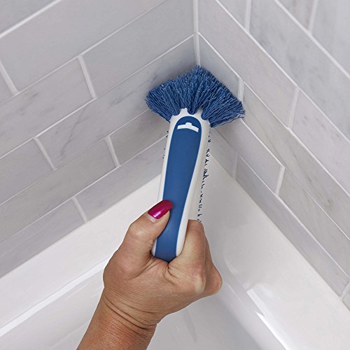 Unger 2-in-1 Grout and Corner Scrubber Brush Tool, Crevice Bathroom Cleaning Supplies for Showers, Door Tracks, Tile, and Bathtubs, Household 360-Degree Scrubbing Power - style: 2-in-1 Grout & Corner Scrubber