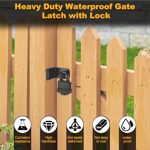 90 Degree Door Lock Latch, 4 Inch Stainless Steel Hasp Latch with Padlock Keys Screws, Heavy Duty Hasp Lock, Waterproof Pad Lock Latches for Mailbox Wooden Gate Shed Cabinet - style: 90 Degree