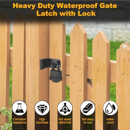 90 Degree Door Lock Latch, 4 Inch Stainless Steel Hasp Latch with Padlock Keys Screws, Heavy Duty Hasp Lock, Waterproof Pad Lock Latches for Mailbox Wooden Gate Shed Cabinet - style: 90 Degree