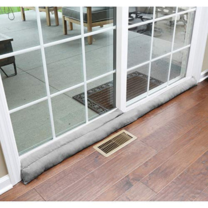 HOME DISTRICT Sliding Door Draft Stopper - Gray Glass Door Draft Blocker, Patio Under Door Draft Stopper, Noise Blocker Approx. 71" Long