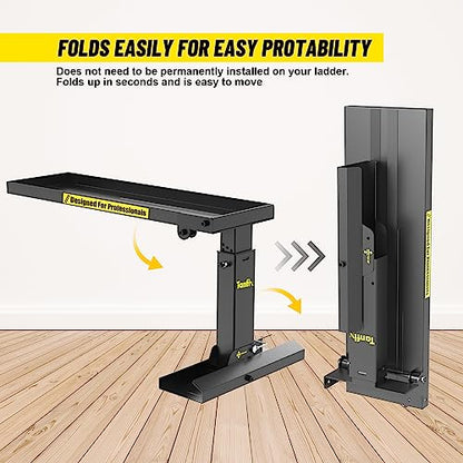Foldable | Heavy-Duty Ladder Extender Pro, High Strength Steel Material Design Ladder Extension Pro for Stairs w/Non-Slip Mat, 11.4-18" Adjustable Height, Applicable Ladder Feet Spacing 25" - size: Pro 11.4-18"