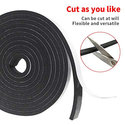 Weather Stripping Door Seal Strip for Doors and Windows, 1/2In x 1/2In x 13Ft x 2 Roll Foam Insulation Tape Self Adhesive,Sound Proof,Weatherstrip,Pipe Cooling, Air Conditioning Seal Strip - size: W:1/2In xT: 1/2In xL: 13Ft x 2 Roll