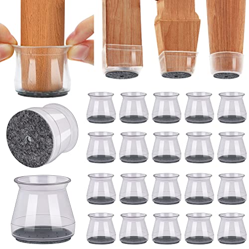 BUMACO Chair Leg Floor Protectors Chair Leg Protectors for Hardwood Floors Silicone Pads Covers to Protect Floors Clear-20 Pcs Universal S (15/16" to 1-5/16") - color: Clear-20 Pcs, size: Universal S