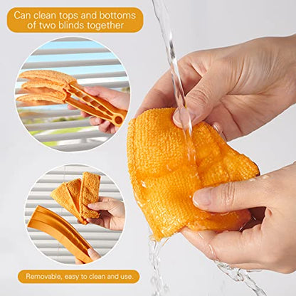 10 Pcs Venetian Window Blind Cleaner Duster Tool Set, Mini Blind Cleaner Duster Brush, Hand Held Air Conditioner Shutters Duster, Dirt Cleaner for Blind, Fan, Air Conditioner, Window Groove Gap - color: Orange