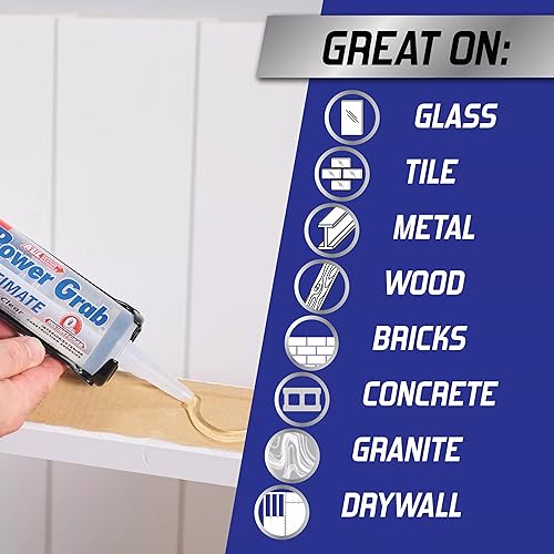 Loctite Power Grab Ultimate Crystal Clear Construction Adhesive, 9 fl oz Cartridge, 6 Pack - Versatile Construction Glue for Glass, Wood, Metal & More - size: 6 Pack