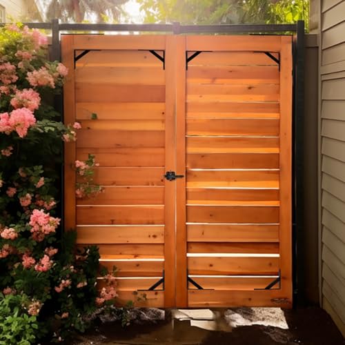 WEKIS Gate Corner Brace Brackets Heavy Duty Anti Sag Gate Kit with Gate Latch for Wooden Fence Gate Hardware Kit - size: Single Door Set
