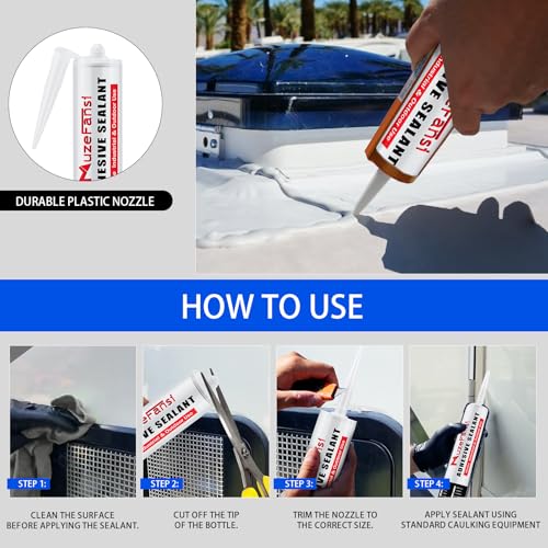 RV Roof Sealant 12Pack, Self-Leveling Lap Sealant for RV Roofs,White RV Caulking Sealant Lap Sealant for Camper Trailer Roof Window, Waterproof RV Silicone Sealant Roofing Repair Kit - style: Self Leveling 12 Packs