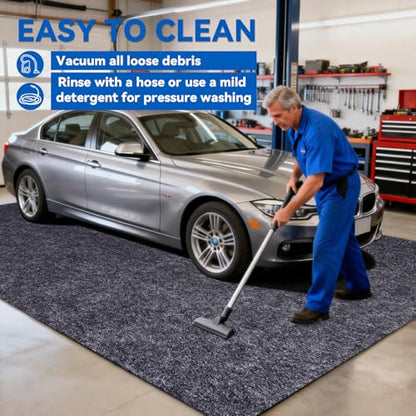 Garage Floor Mat, 5 x 6 Ft Waterproof Mat with Non-Slip Backing, Reusable Absorbent Surface, Easy Clean Floor Protector Oil Spill Mats for Garage, Driveway, Workshop