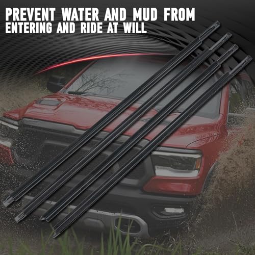 Window Moulding Belt Glass Sweep Felt Trim Seal Weather Stripping Kit Fit for Dodge Ram 1500 2500 3500 4500 5500 Crew Cab 2009-2021 Replaces 55112376AH 55112377AH 55372138AH 55372139AH