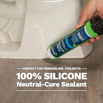 BOSTIK Pure Silicone White 10.1oz Silicone Caulk & Sealant for Kitchen & Bath | Professional Grade, 100% Waterproof | Internal/External Use | UV, Mildew, Shrink & Crack Resistant | 1 Cartridge - color: White