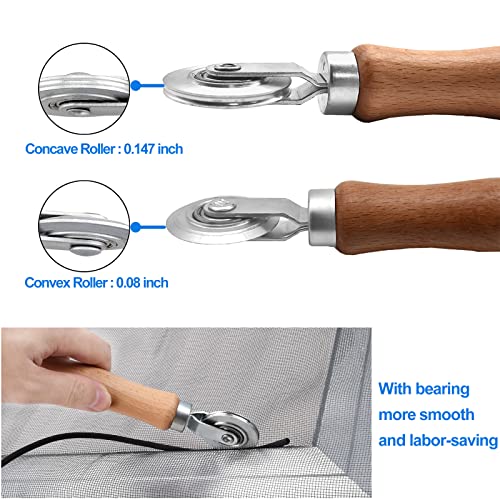 BAYTORY Upgrade Window Screen Repair Kit, Steel/Nylon Roller Tool with Bearing, Spline Removal Hook and 12Pcs Screen Clips Replacement for Installing Door Mesh Screens - style: Nylon & Stainless Steel & Screen Holder Clips & Spline Removal Hook