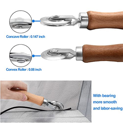 BAYTORY Upgrade Window Screen Repair Kit, Steel/Nylon Roller Tool with Bearing, Spline Removal Hook and 12Pcs Screen Clips Replacement for Installing Door Mesh Screens - style: Nylon & Stainless Steel & Screen Holder Clips & Spline Removal Hook