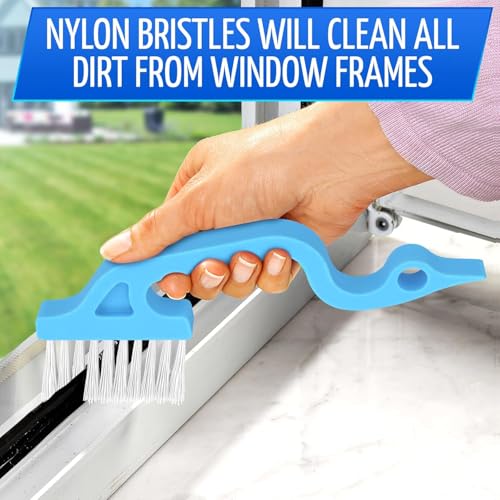 6 Pcs Cleaning Brush Window Mold Cleaner - Window Track & Sill Cleaning Tool, Deep Clean Scrubber for Sliding Doors & Windows Grooves, Household & Car Detailing Brush Kit - color: Blue