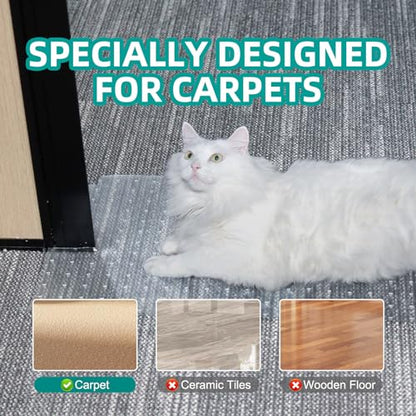 KHS 8.2FT Plastic Carpet Protector for Pets, Carpet Scratch Stopper, Stop Cats from Scratching Carpets at Doorways, Easy to Cut Cat Scratch Protector Mat, Plastic Runners - size: 8.2FT(1PC)