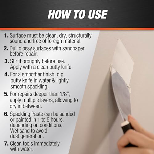 DAP Spackling Paste, White, 8 Oz (7079810200) - size: 1/2 Pint