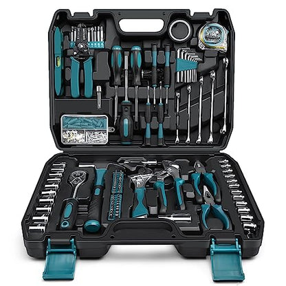 Sundpey Home Tool Kit 281-PCs - Portable Complete Basic Repair General Hand Tool Sets for Men Women - Full Tool Set with Socket Wrench Set & Screwdriver Set & Metric Hex Key & Pliers & Tool Box Case - color: Blue