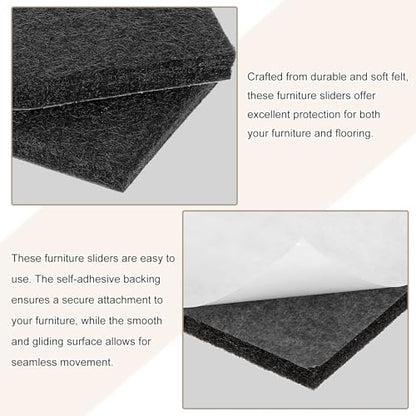 uxcell Furniture Pads, 16Pcs 1.4"x0.9" - Rectangle Self Adhesive Felt Furniture Pads, Hardwood Floor Protectors for Furniture Feet Chairs Legs (Black) - color: Black