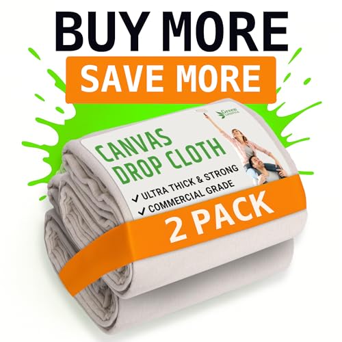 GREEN LIFESTYLE All Purpose Canvas Drop Cloths - Drop Cloth for Painting, Floor Cover, Heavy Duty Protection for Furniture & Surfaces, Reusable Painters Canvas Tarp for Renovation & Home (2 PACK 9x12) - size: 2 Pack - 9x12
