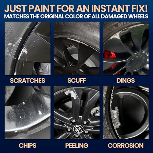 Matte Black Rim Touch Up Paint, Flat Black Wheel Paint Pen for Curb Rash & Scratch, Car Wheel Scratch Repair Kit for Alloy, Metal, Enamel, Universal Satin Black Automotive Touch Up Paint Pen (1 fl oz) - color: Matte Black