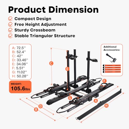 CRAVOT CyberRack S3 Ebike Rack, 300 lbs Capacity Foldable Bike Racks for Tow Hitch Heavy Electric Bike Carrier for 3 E-Bike, Up to 5-inch Fat Tire 2'' Receiver - style: S3-300lbs