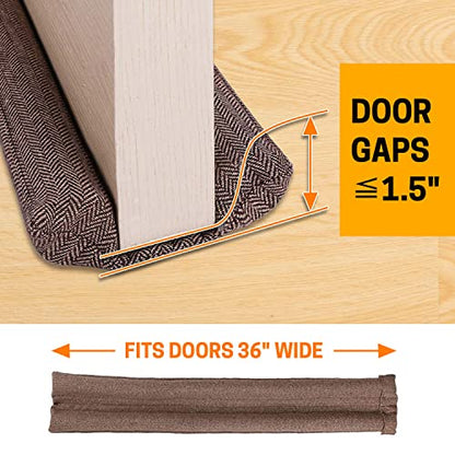 VISEMAN 36 Inch Under Door Stopper-Door Noise Blocker, Double Sided Door Stopper, Machine-Washable - color: Nylon-cotton Coffee
