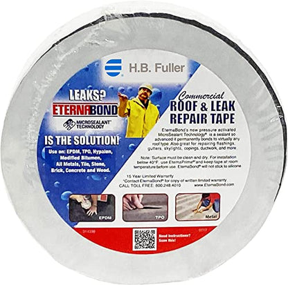 EternaBond RoofSeal White 2" x50' MicroSealant UV Stable RV Roof Seal Repair Tape | 35 mil Total Thickness - EB-RW020-50R - One-Step Durable, Waterproof and Airtight Sealant - color: White, size: 2" x 50'