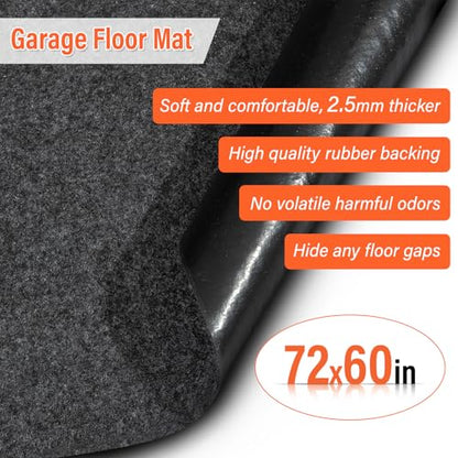 60 X 72 Inch Garage Floor Mat Under Car,Oil Spill Mat,Premium Maintenance mat,Waterproof Rubber Backing Layer Protects Garage Floor Surface - size: GFM-60x72IN