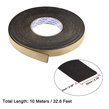 uxcell Sealing Foam Tape 20mm Wide 2mm Thick 10m/32.8ft Long, EVA Self Adhesive Weather Strip for Window Door Insulation - size: 20mmx2mmx10m